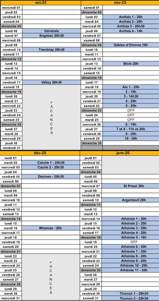 Misanthrope - tournée  - Planning 25-26